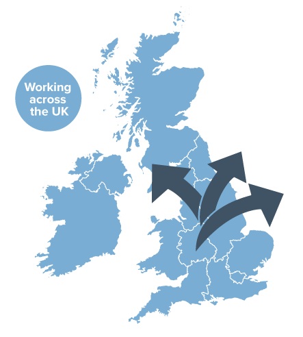 Map showing C&C Consulting working across the UK