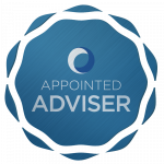 Appointed Adviser Level Service Package C&C Consulting. Blue badge with a circular pattern, featuring a white and blue logo at the top and the text "APPOINTED ADVISER" in the center.